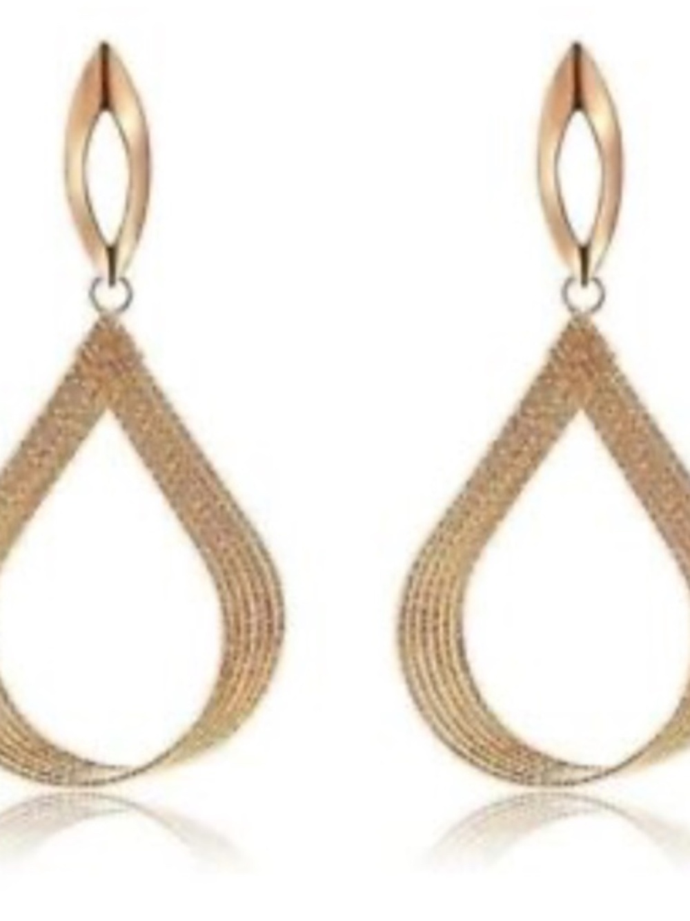 Womens Teardrop Gold Tone Earrings Long 4.25" Dangle Drop Jewelry